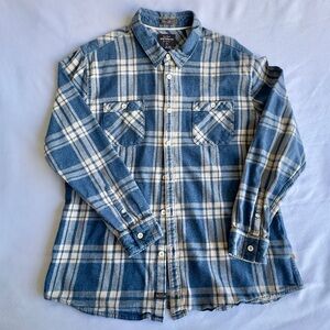 Quiksilver Blue and White Plaid Casual Cotton Shirt
